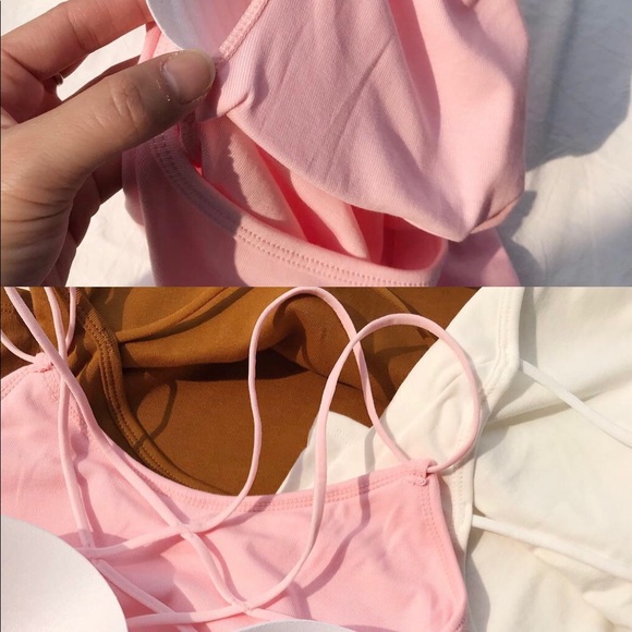 Tank top padded Strappy back womens pink - Picture 2 of 6